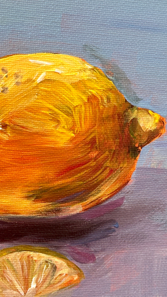 Just Lemons - Original Acrylic Painting on Panel, 7x9 in