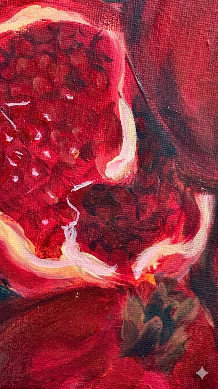 The Open Pomegranate - Original Acrylic Painting, 12x12in