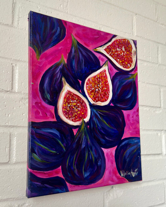Magenta Figs - Original Acrylic Painting on Canvas, 11x14in