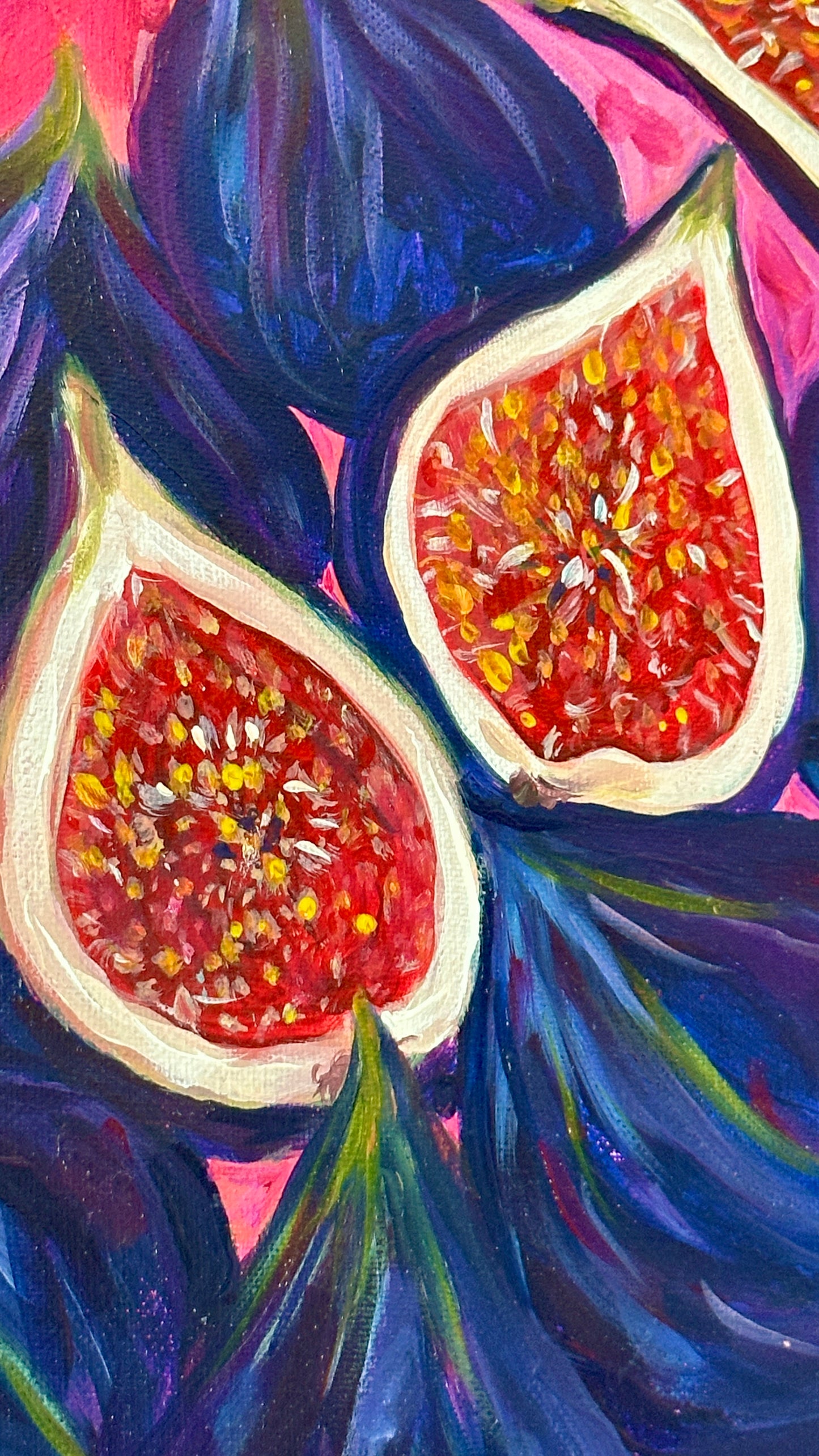 Magenta Figs - Original Acrylic Painting on Canvas, 11x14in