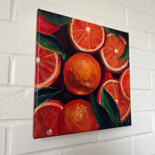 Zesty Orange Slices - Original Acrylic Painting, 10x10in