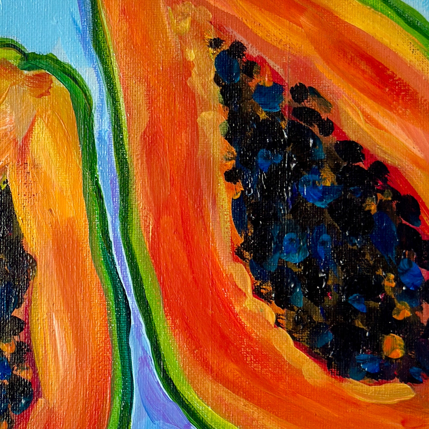 Tropical Papaya - Original Acrylic Painting, 12x12in