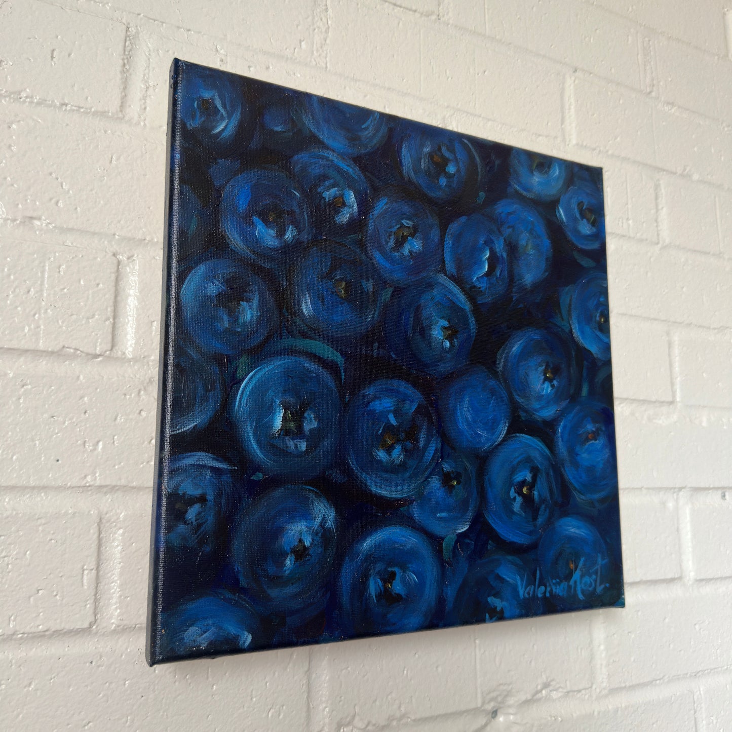 Midnight Blueberry - Original Acrylic Painting, 12x12in