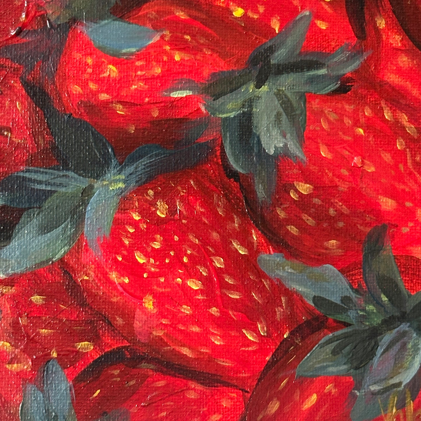 Fresh Farm Strawberries - Original Acrylic Painting, 12x12in