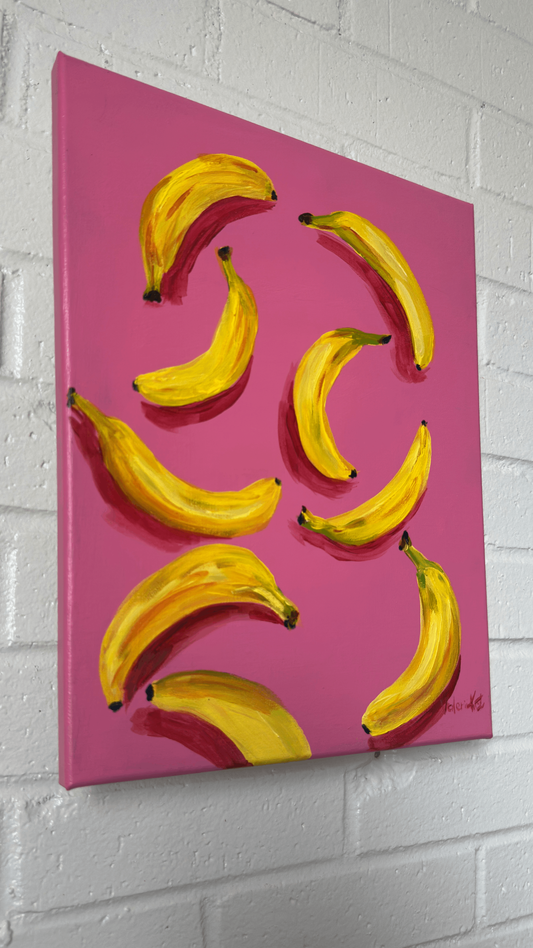 Pink Banana Pop - Original Acrylic Painting, 11x14in