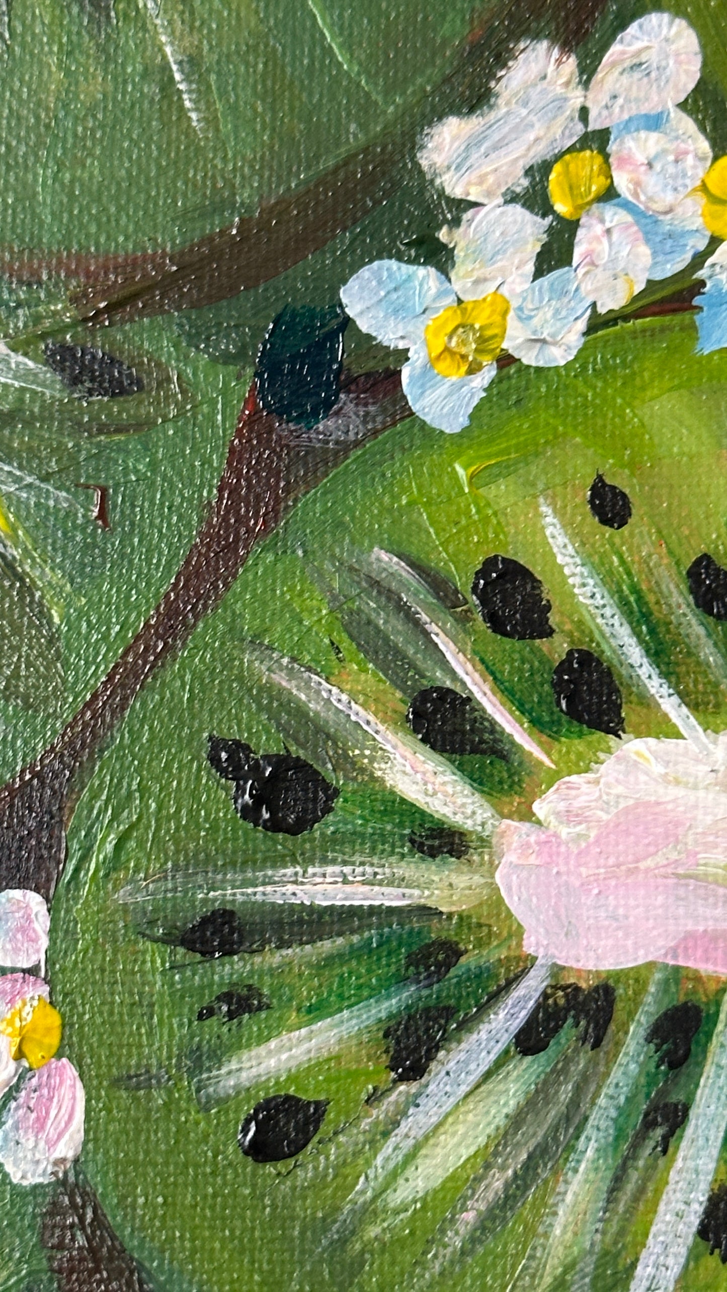 Kiwi Garden Bloom - Original Acrylic Painting, 11x14in
