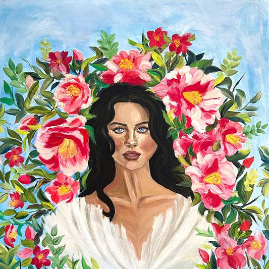 CAMELLIA MUSE, ORIGINAL OIL PAINTING, 30X30IN