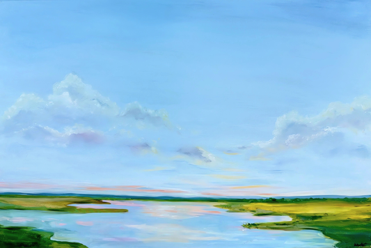 CAROLINA MARSH SUNSET, ORIGINAL OIL PAINTING, 36X24IN
