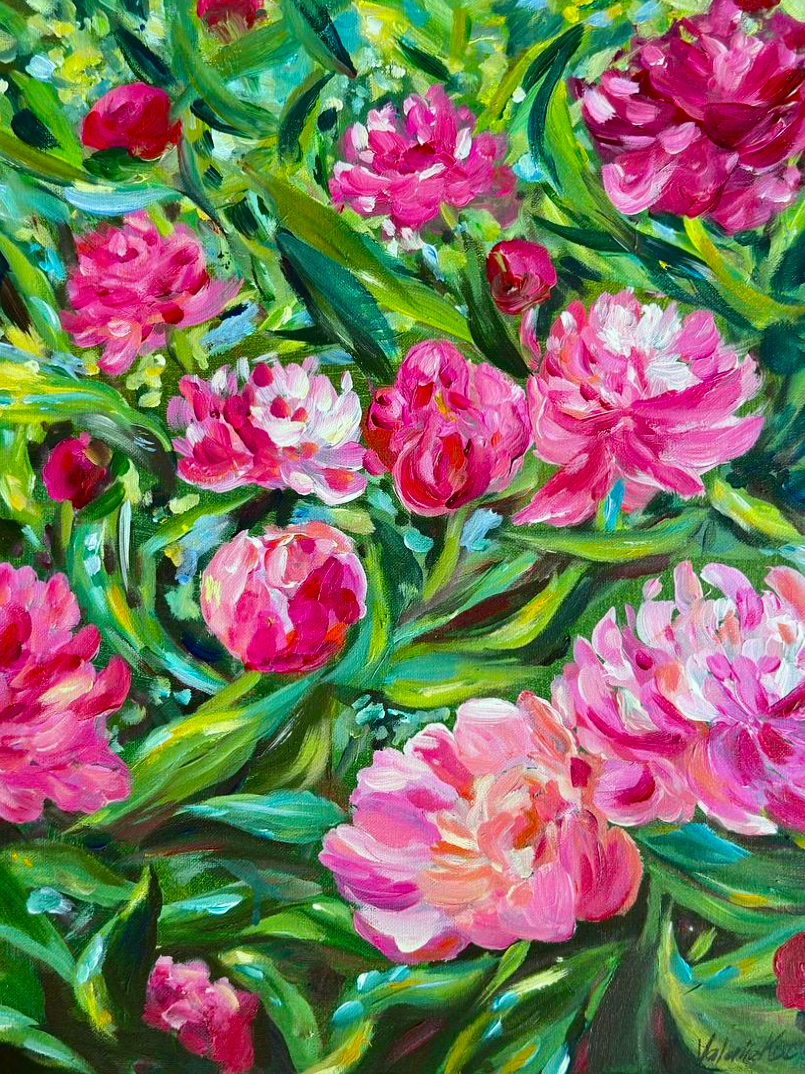 WILD PEONIES, ORIGINAL OIL PAINTING, 16X20IN