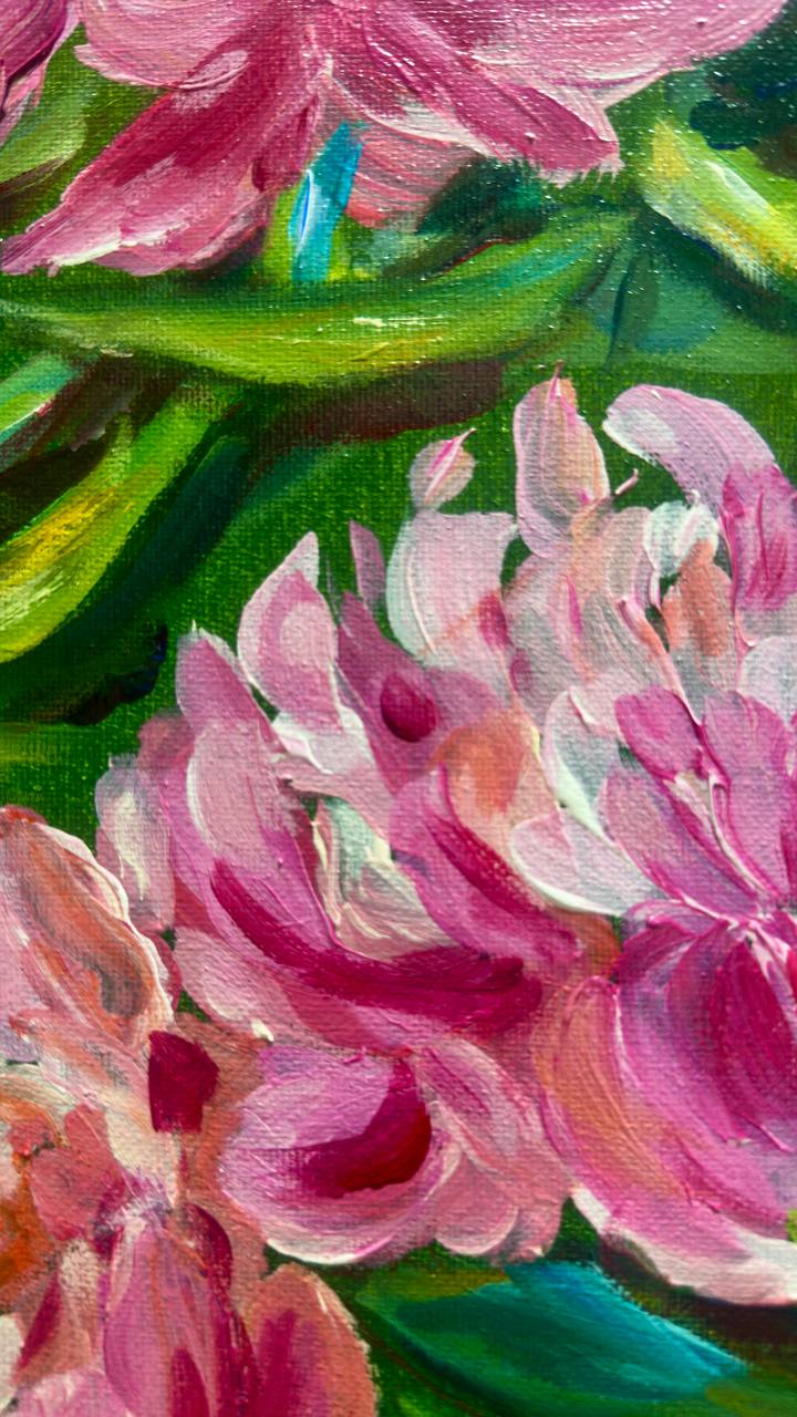 WILD PEONIES, ORIGINAL OIL PAINTING, 16X20IN