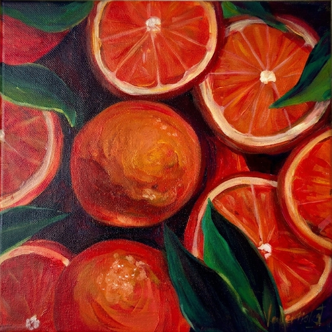 Zesty Orange Slices - Original Acrylic Painting, 10x10in