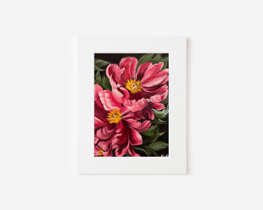 Matted Art Print - "Crimson Peonies"