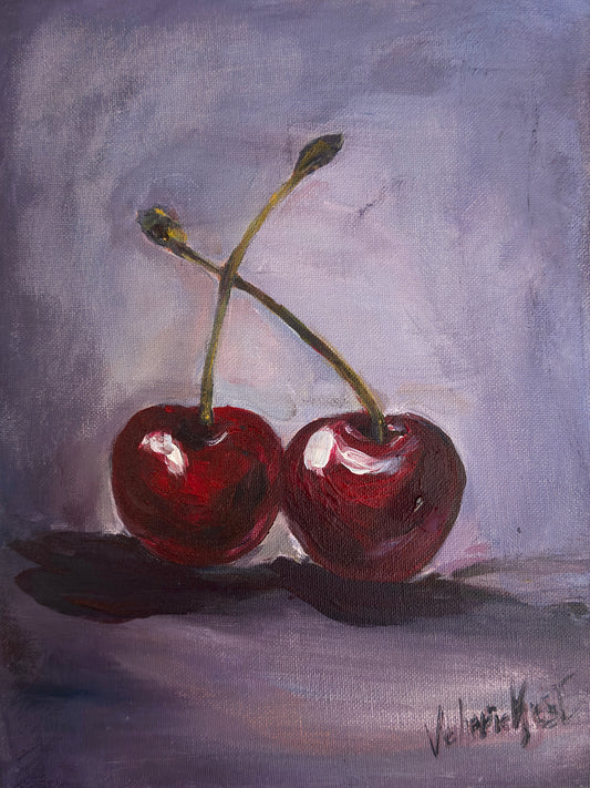 Just Cherries - Original Acrylic Painting, 9x12 in