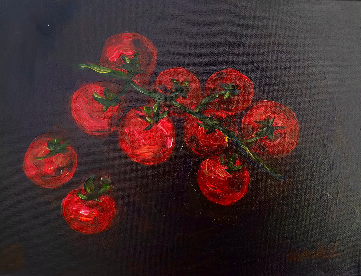 Deep Red Tomatoes - Original Acrylic Painting on Canvas, 11x14in