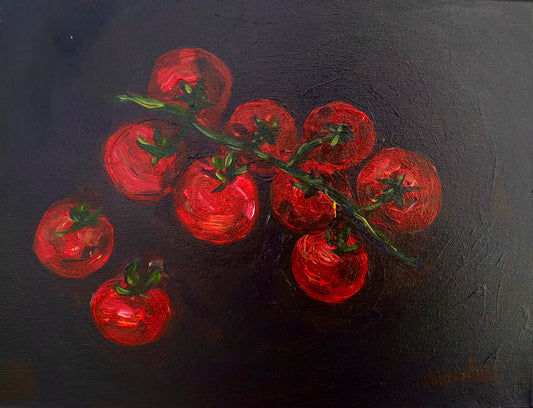 Deep Red Tomatoes - Original Acrylic Painting on Canvas, 11x14in