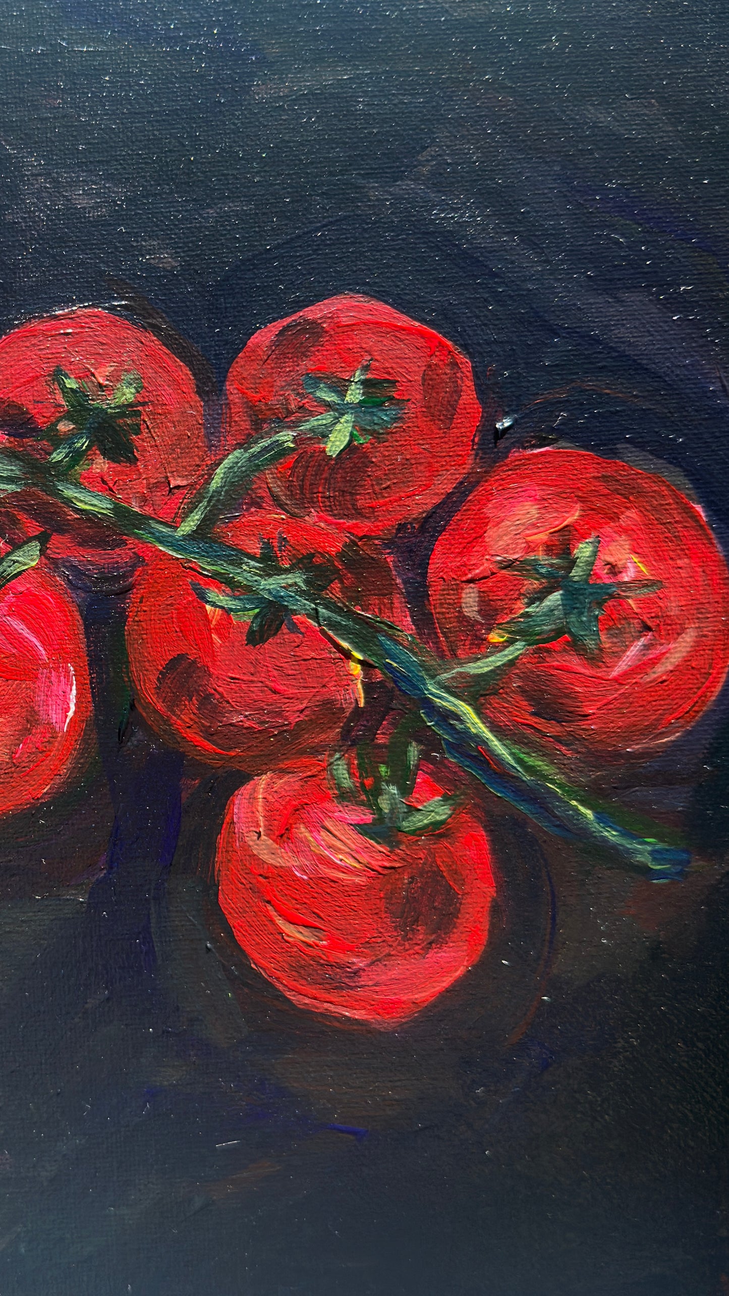 Deep Red Tomatoes - Original Acrylic Painting on Canvas, 11x14in