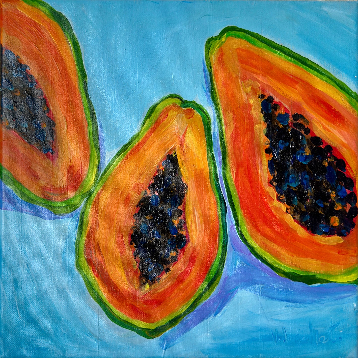 Tropical Papaya - Original Acrylic Painting, 12x12in