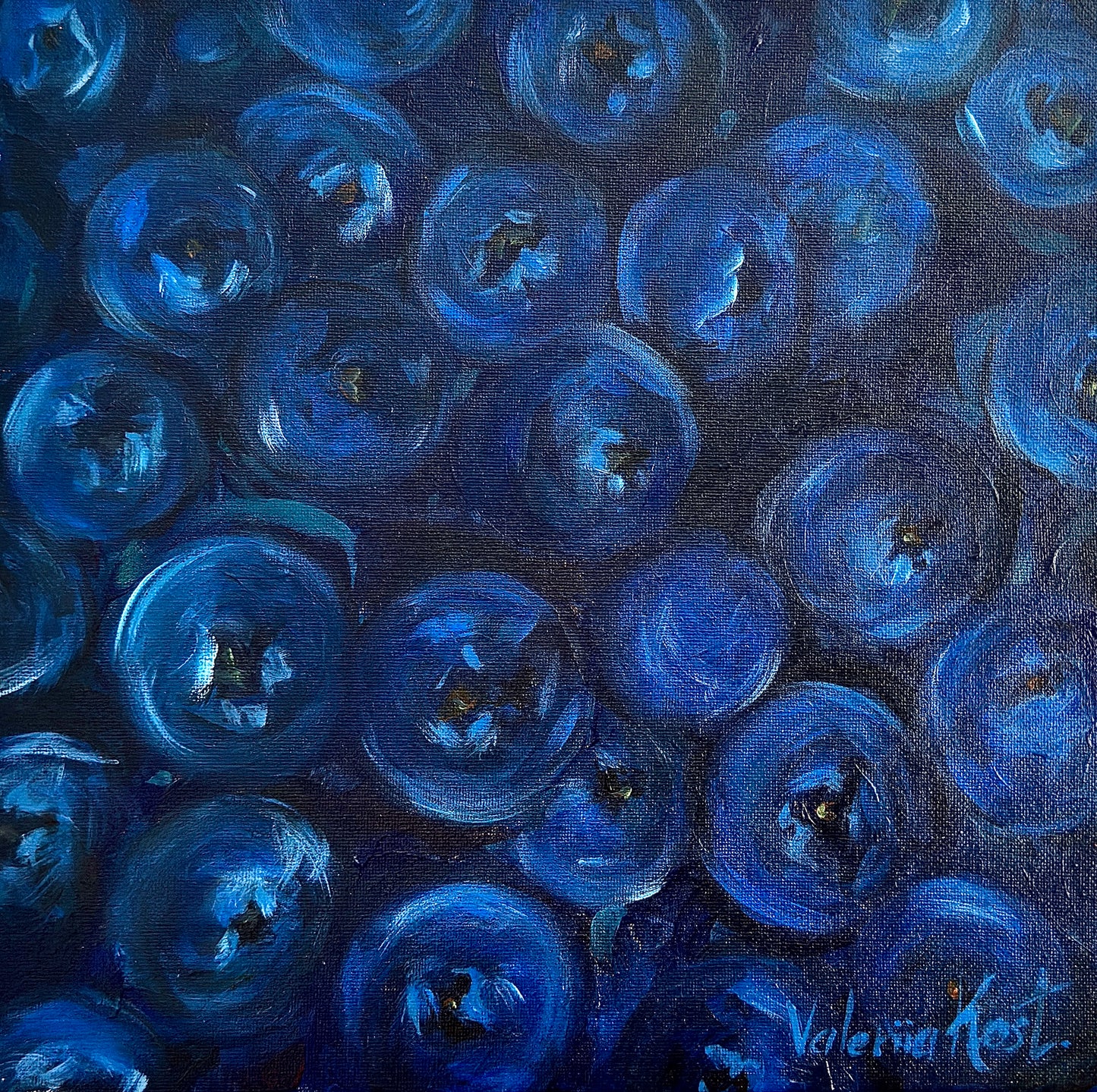 Midnight Blueberry - Original Acrylic Painting, 12x12in