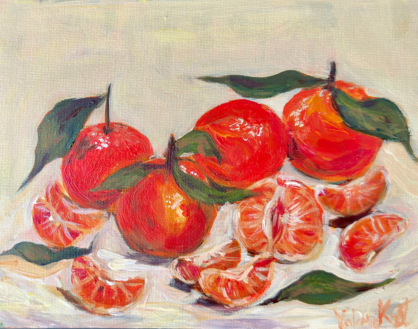 Zesty Tangerine Morning - Original Acrylic Painting, 7x9in