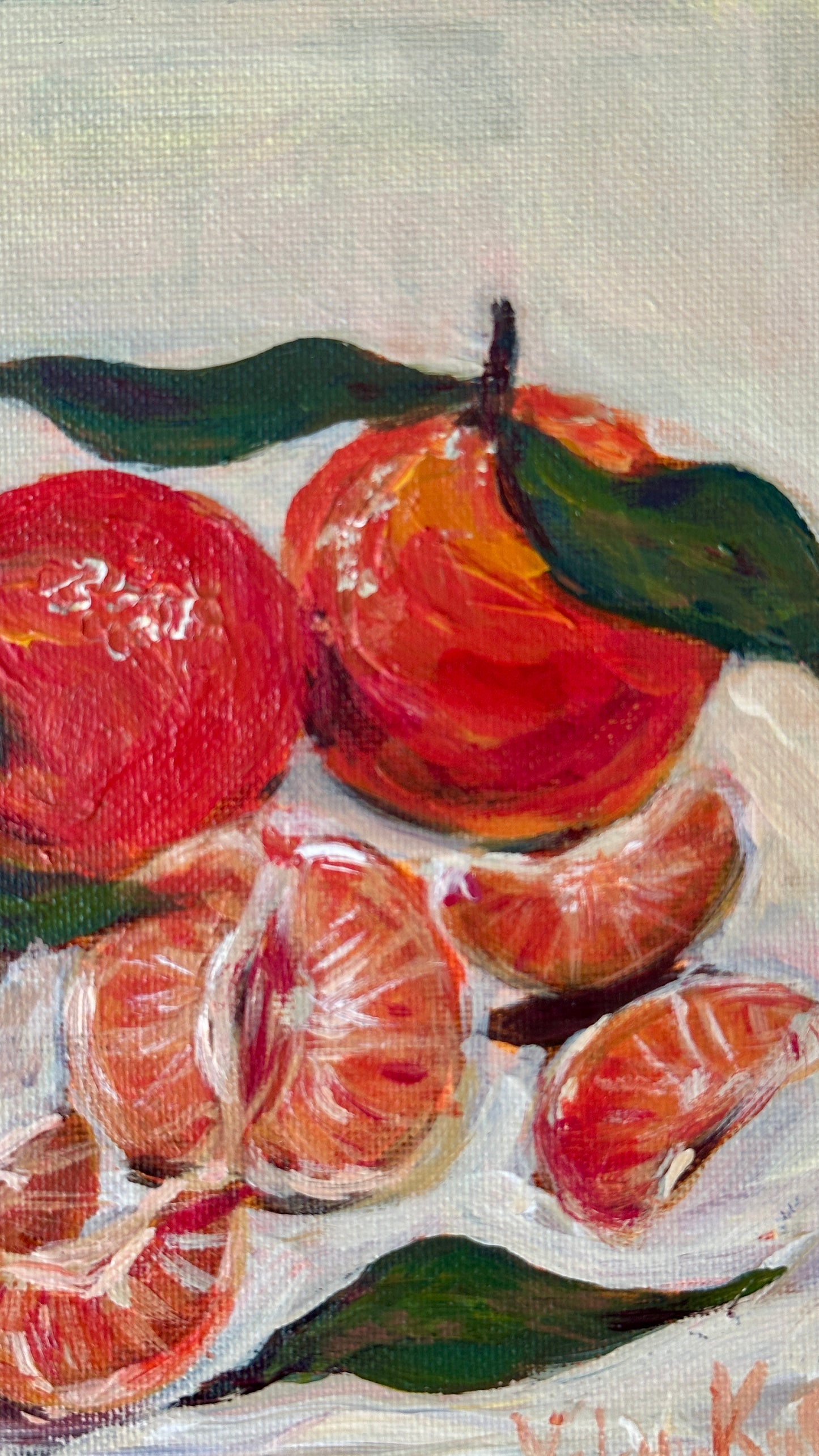 Zesty Tangerine Morning - Original Acrylic Painting, 7x9in