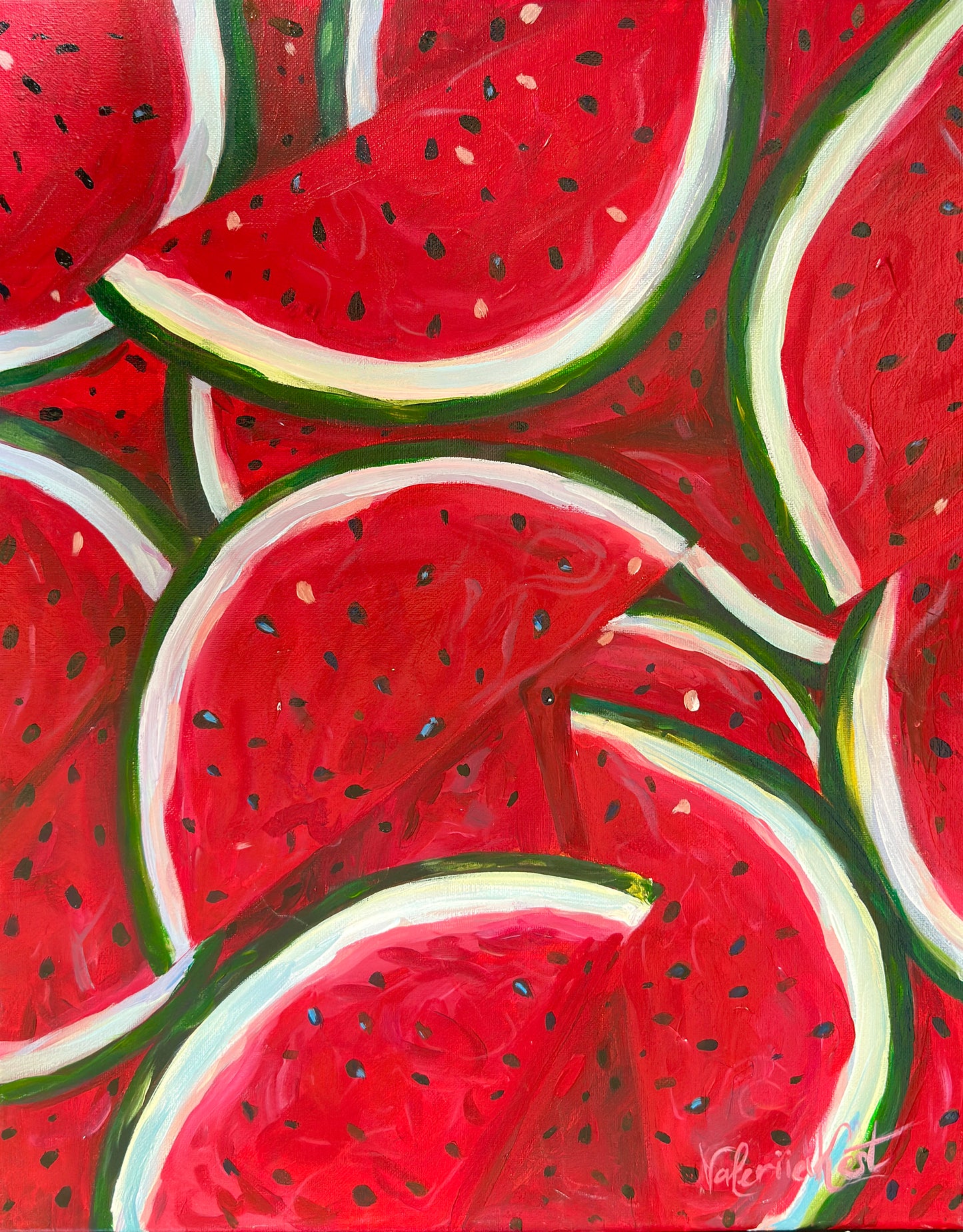 Watermelon Splash - Original Acrylic Painting, 16x20in