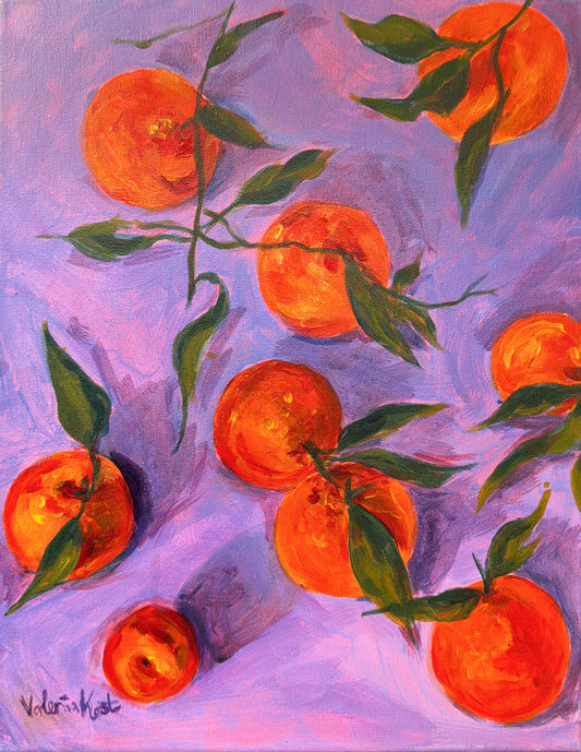 Citrus Sun: Tangerine- Original Acrylic Painting, 11x14in