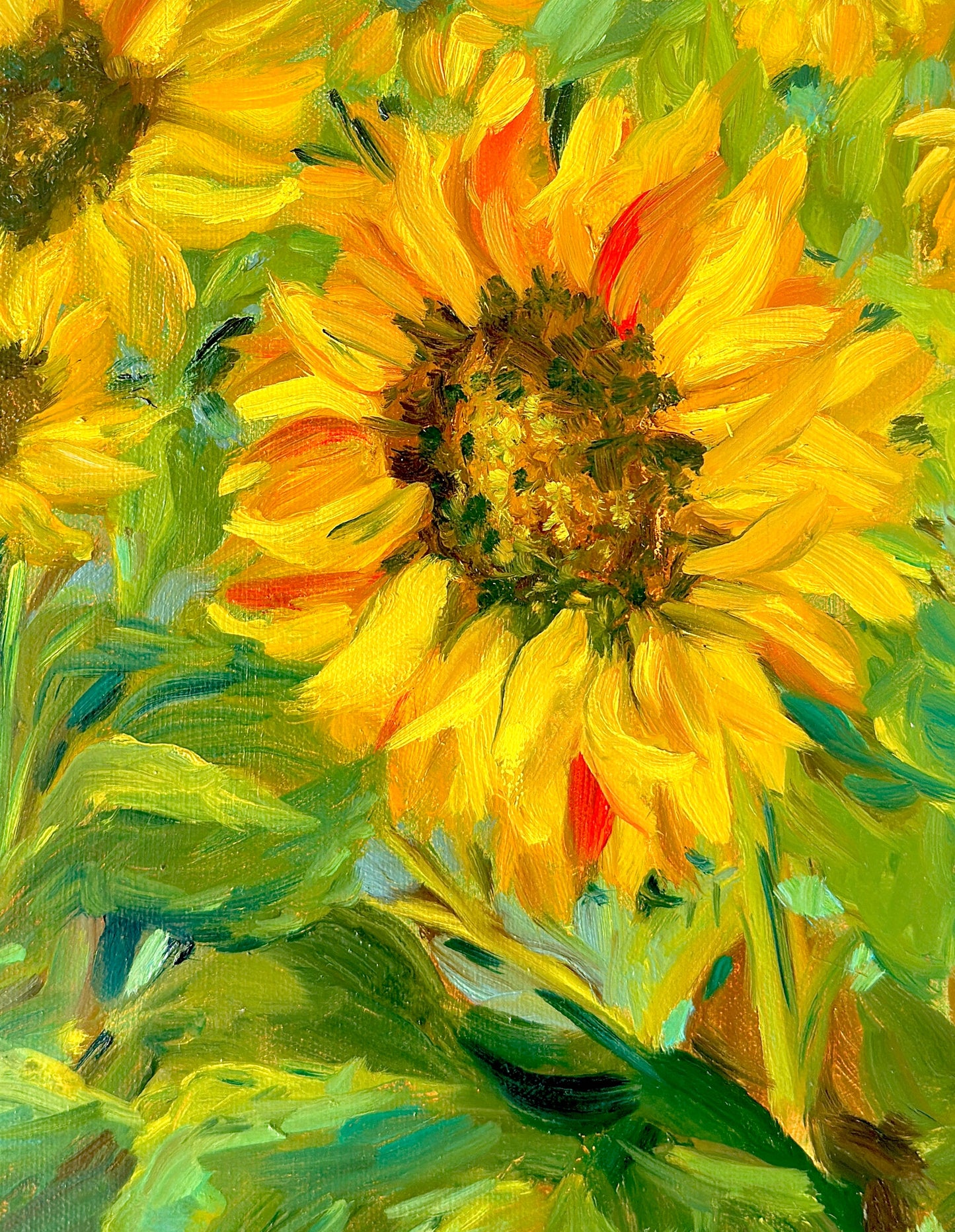Golden Sunflowers - Original Oil Painting, 11x14in