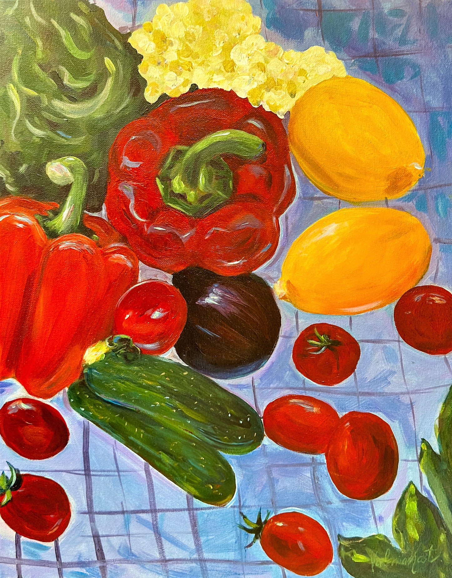 Vibrant Harvest - Original Acrylic Painting , 16x20in