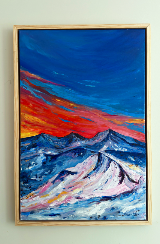 CARPATHIAN MOUNTAINS, ORIGINAL OIL PAINTING, 36X24IN