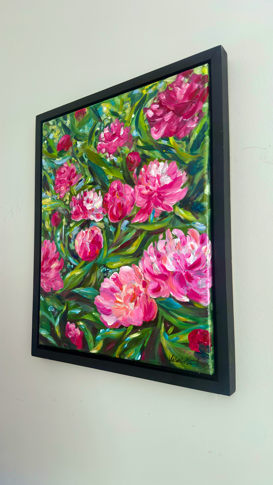 WILD PEONIES, ORIGINAL OIL PAINTING, 16X20IN