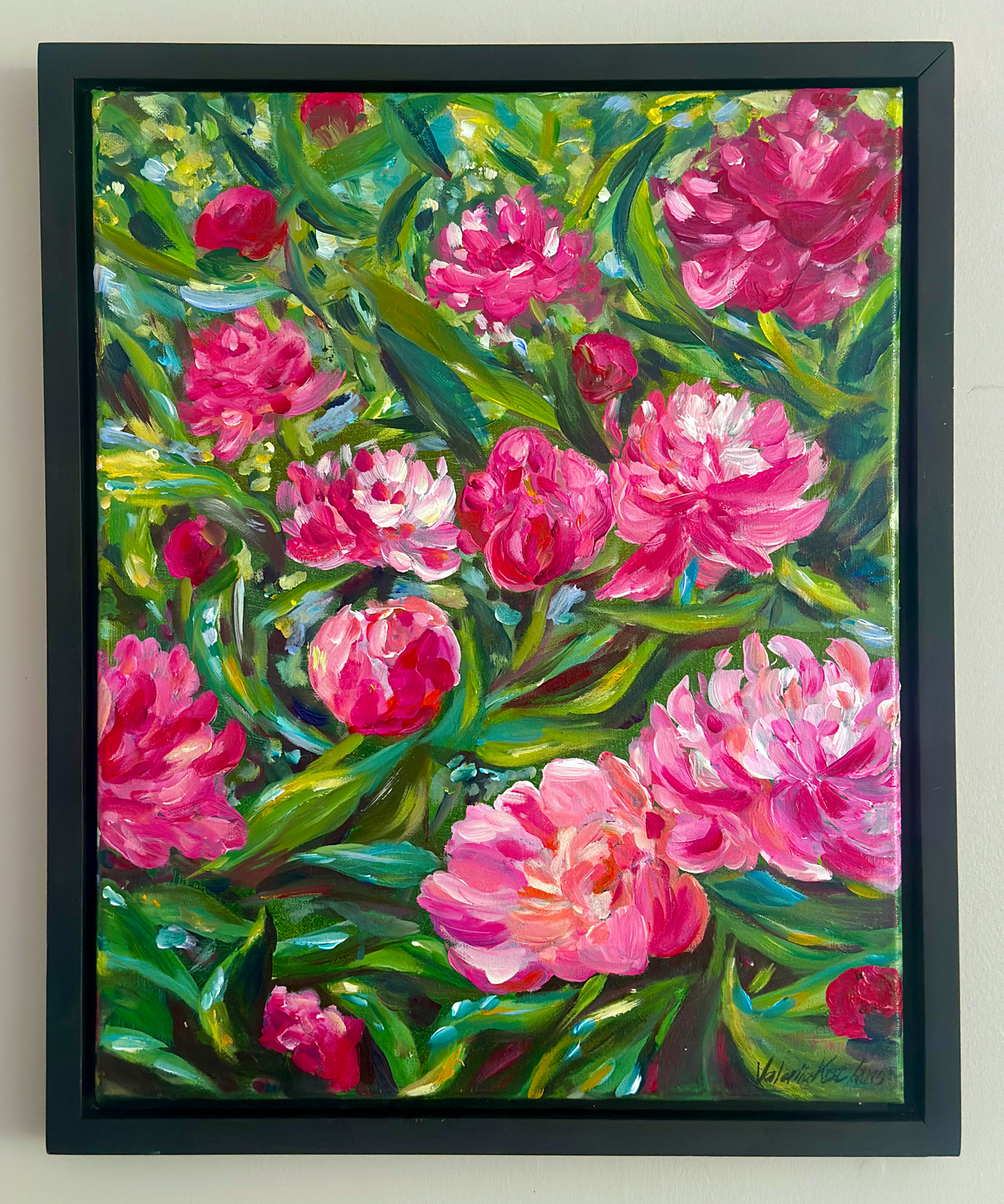 WILD PEONIES, ORIGINAL OIL PAINTING, 16X20IN