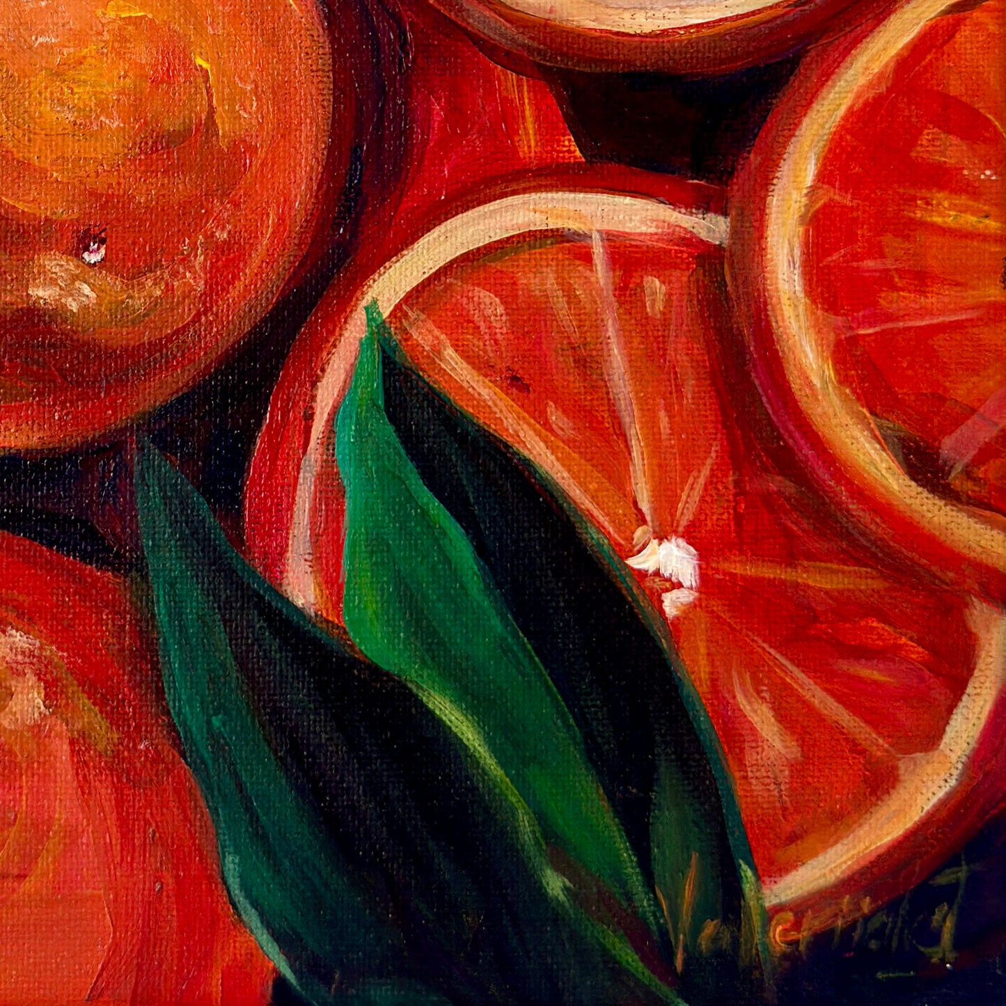 Zesty Orange Slices - Original Acrylic Painting, 10x10in