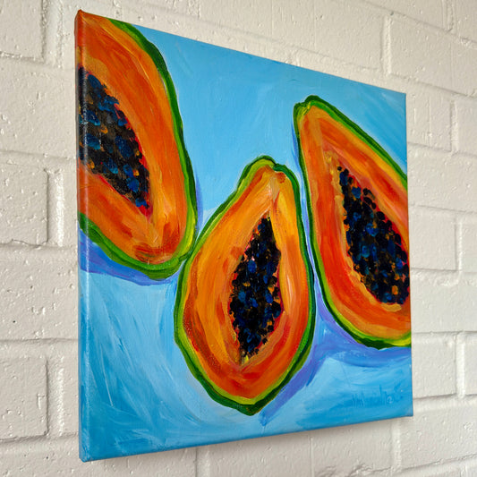 Tropical Papaya - Original Acrylic Painting, 12x12in