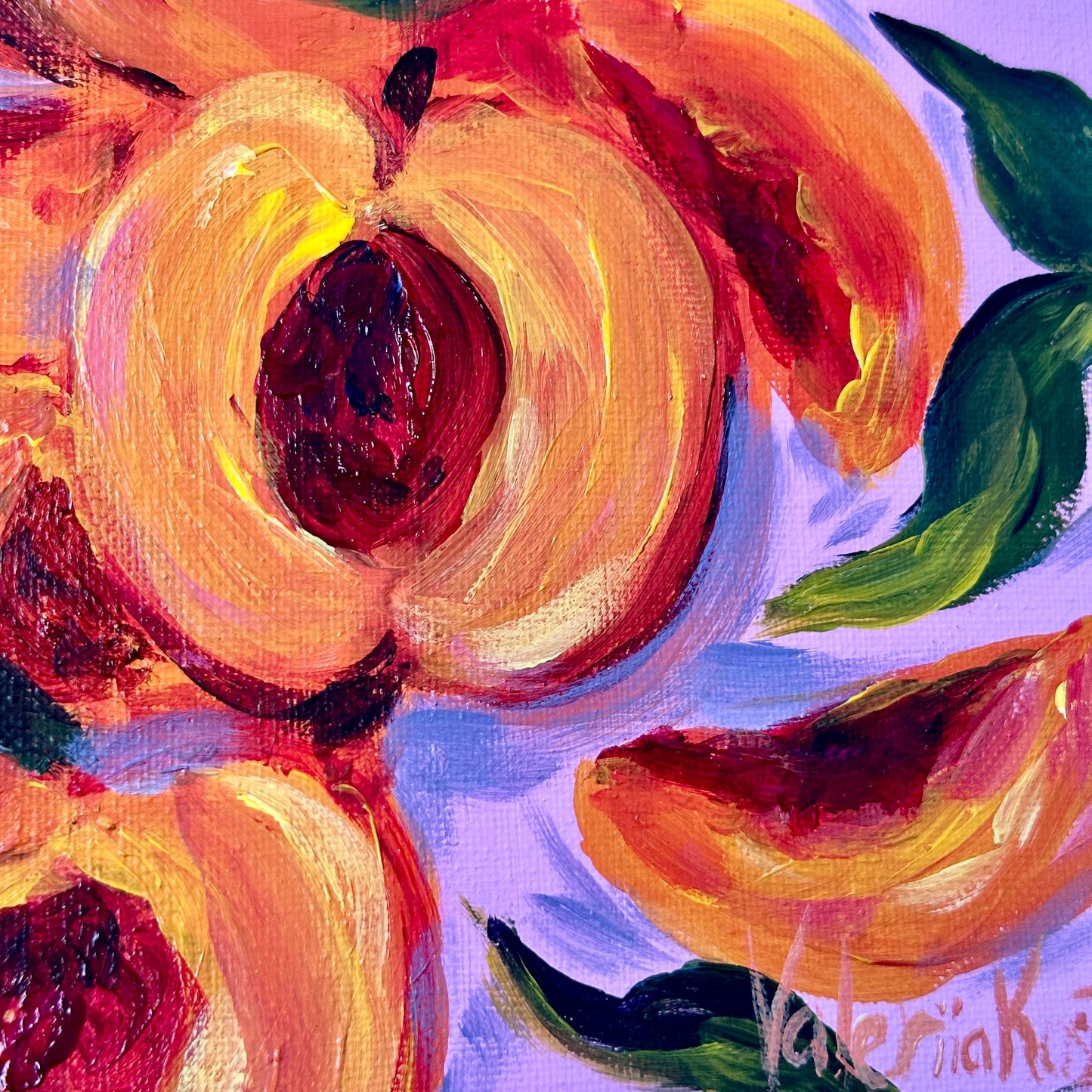 Golden Apricot - Original Acrylic Painting, 10x10in