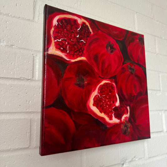 The Open Pomegranate - Original Acrylic Painting, 12x12in