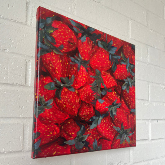 Fresh Farm Strawberries - Original Acrylic Painting, 12x12in