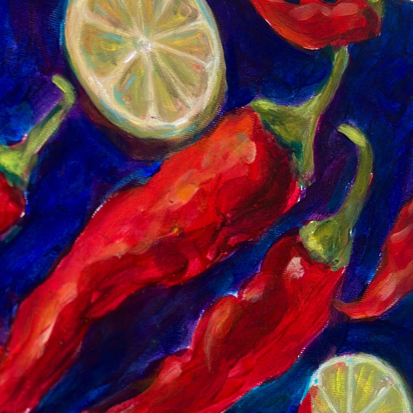 Chili & Lime - Original Acrylic Painting on Canvas, 12x12in