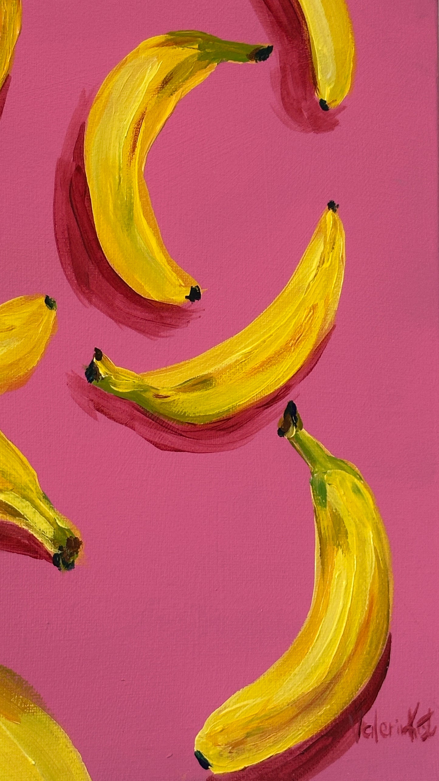 Pink Banana Pop - Original Acrylic Painting, 11x14in