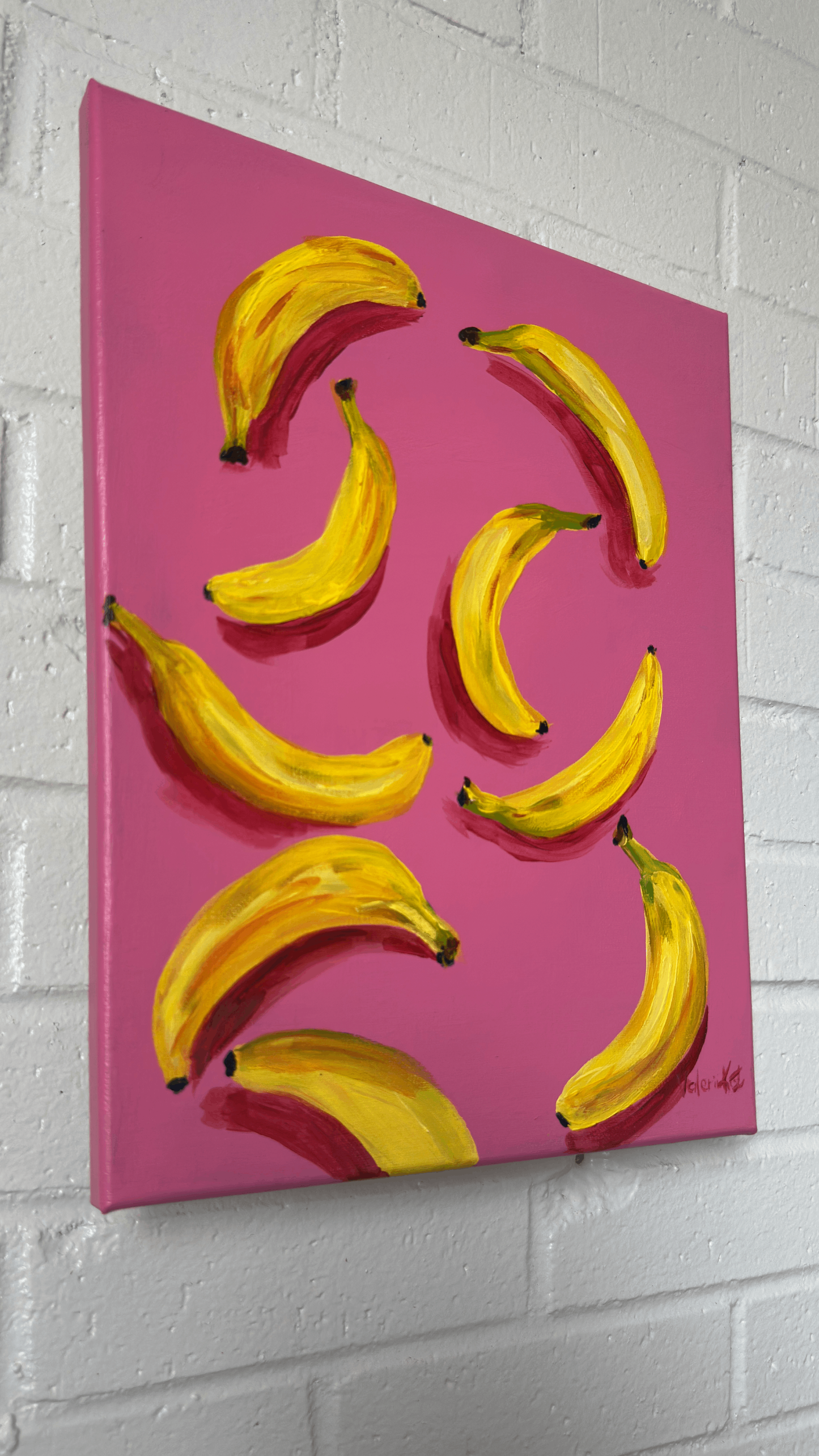 Pink Banana Pop - Original Acrylic Painting, 11x14in