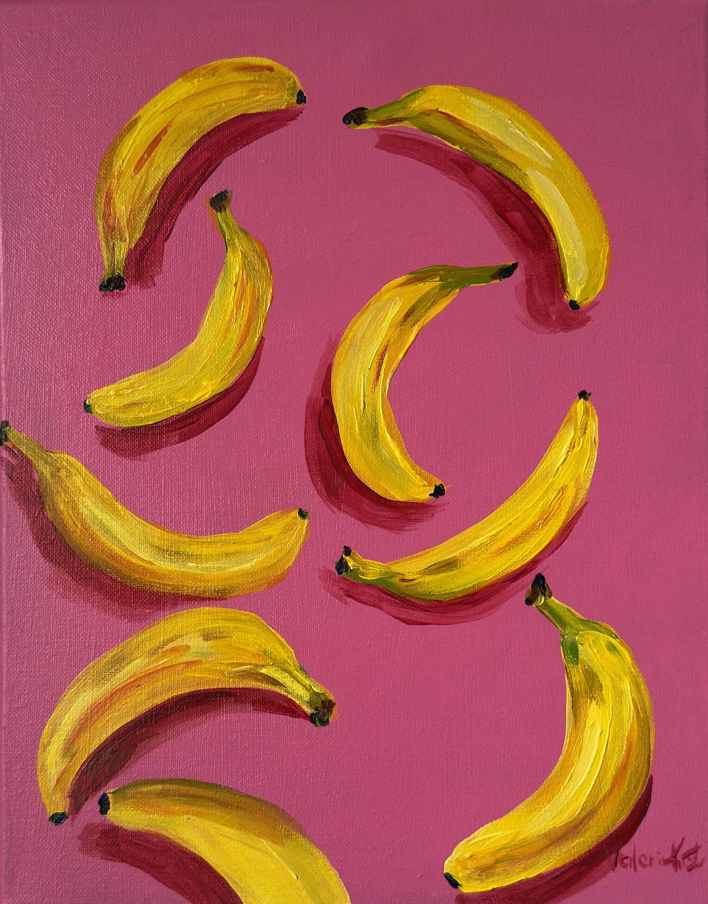 Pink Banana Pop - Original Acrylic Painting, 11x14in