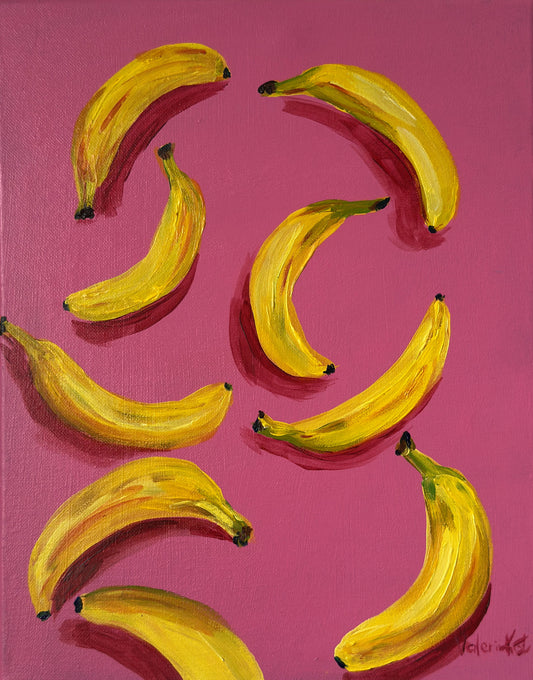 Pink Banana Pop - Original Acrylic Painting, 11x14in