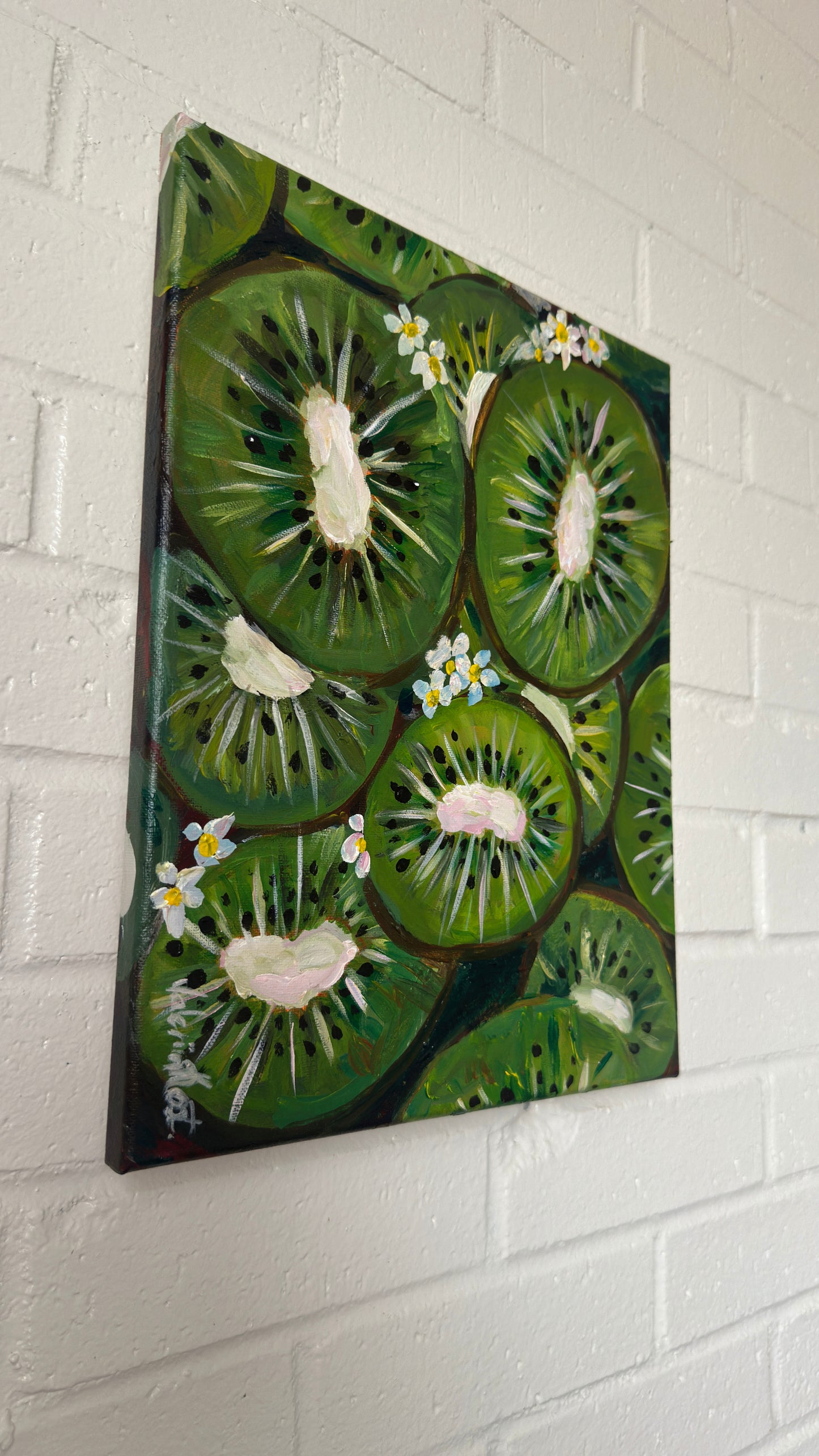 Kiwi Garden Bloom - Original Acrylic Painting, 11x14in