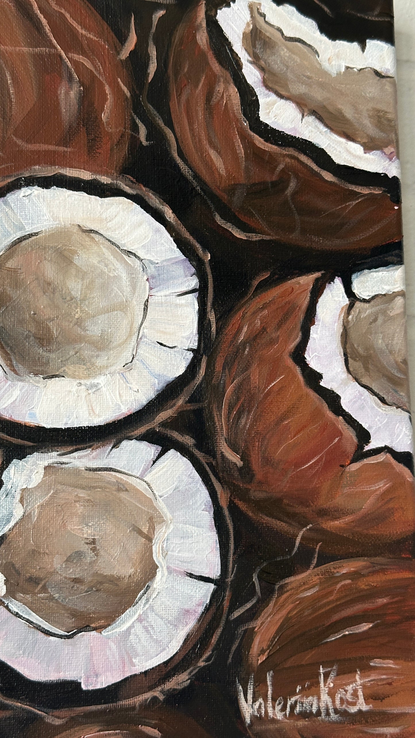 Rustic Coconut Harvest - Original Acrylic Painting, 11x14in