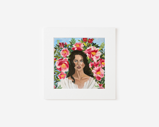 Matted Art Print - "Floral Muse"
