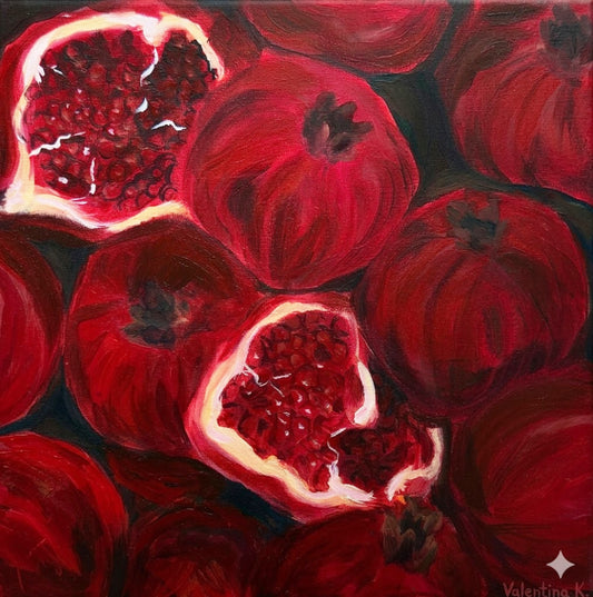 The Open Pomegranate - Original Acrylic Painting, 12x12in