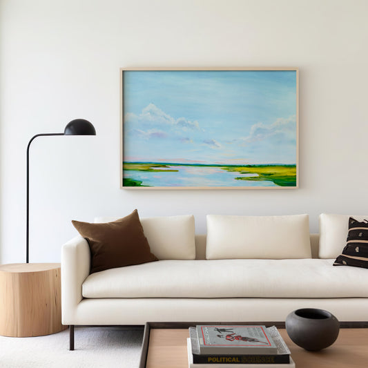 CAROLINA MARSH SUNSET, ORIGINAL OIL PAINTING, 36X24IN